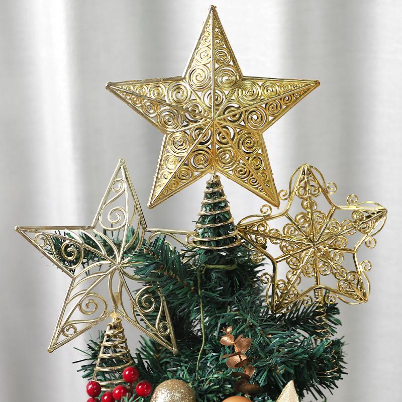1Pcs Christmas Decoration Xmas Tree Topper Glitter Gold Star Pendant for Home Decor 2026 New Year Party Gift Navidad Accessories