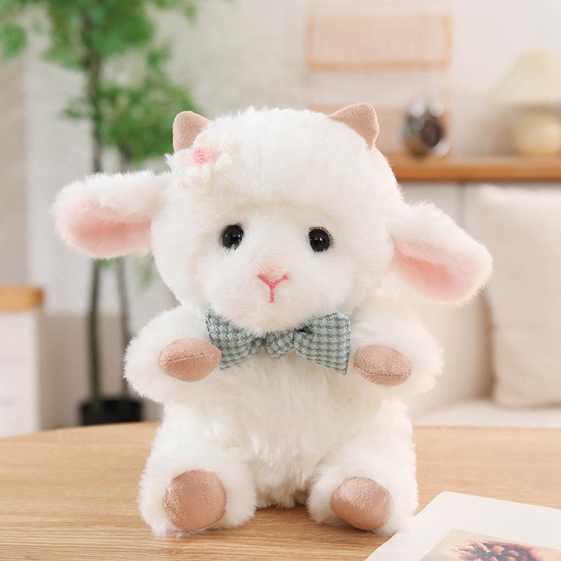 Zacht Engelen Schaap Pluche Speelgoed Wit Pluizig Krullend Pluche Gevuld met PP Katoen Afneembare Sjaal Blauw Roze Groen 23cm Woondecoratie Cadeau 20-23cm blauw