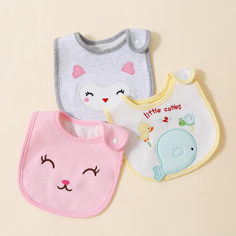 Three layer children's and baby bibs, U-shaped bibs, newborn saliva wipes, food saliva wipes, three piece set