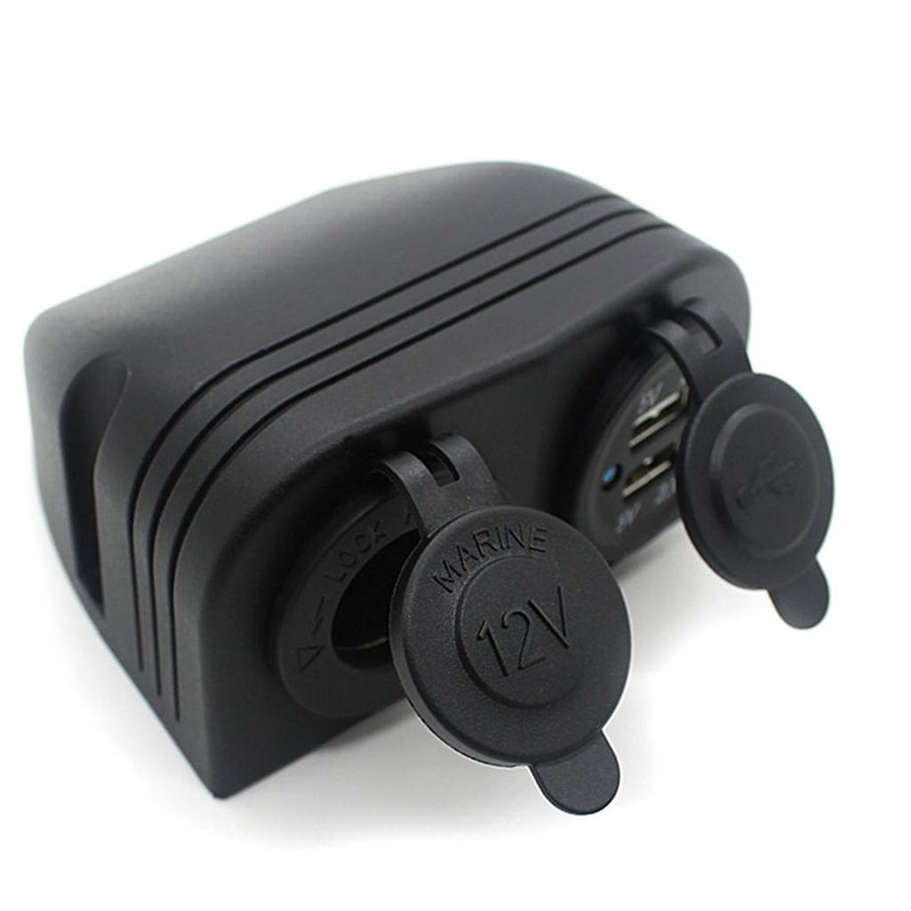 Dubbel Bilströmuttag Fördelare 12V USB-laddare Strömadapter Uttag