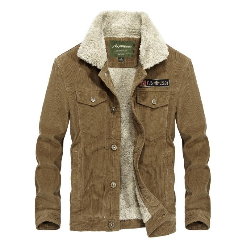 Veste Homme en Velours Côtelé Rembourrée en Coton Coupe Décontractée Courte Grande Taille Veste Polaire