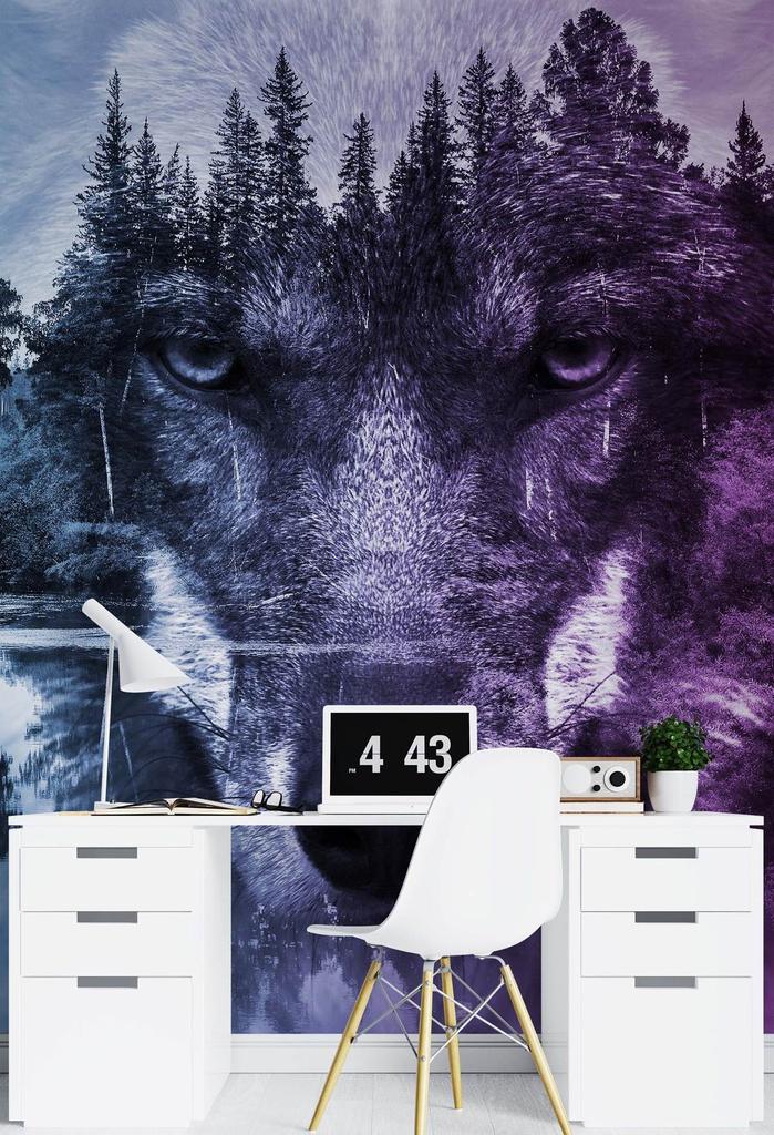 Wallpaper Wolf Forest In Fog