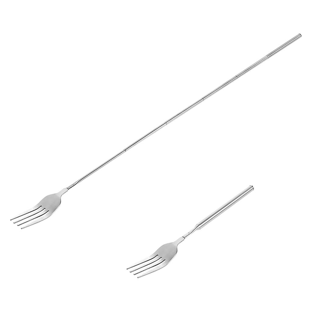 Extendable Fork, 8.7 to 25.4 Inch Long Handle Fork, Extra Long Fork, Telescopic BBQ Fork, Stainless Steel Dinner Fork, Fruit Dessert Fork Long Handle