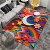 Colorful Moon and Rainbow Carpet with Hearts and Stars Pattern Suitable for Use As an Anti-slip for Living Room Bedroom Sofas