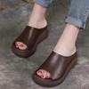 Fashion Spring Autumn Outdoor Lady's Slippers Summer Leather Shoes Platform Slippers Lady's Black