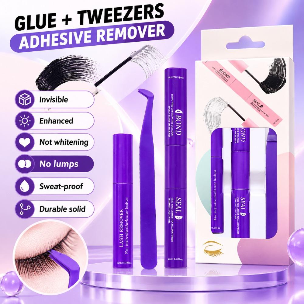 Long-lasting Lash Glue & Tweezers Set Waterproof False Lash Tool Set Lash Application