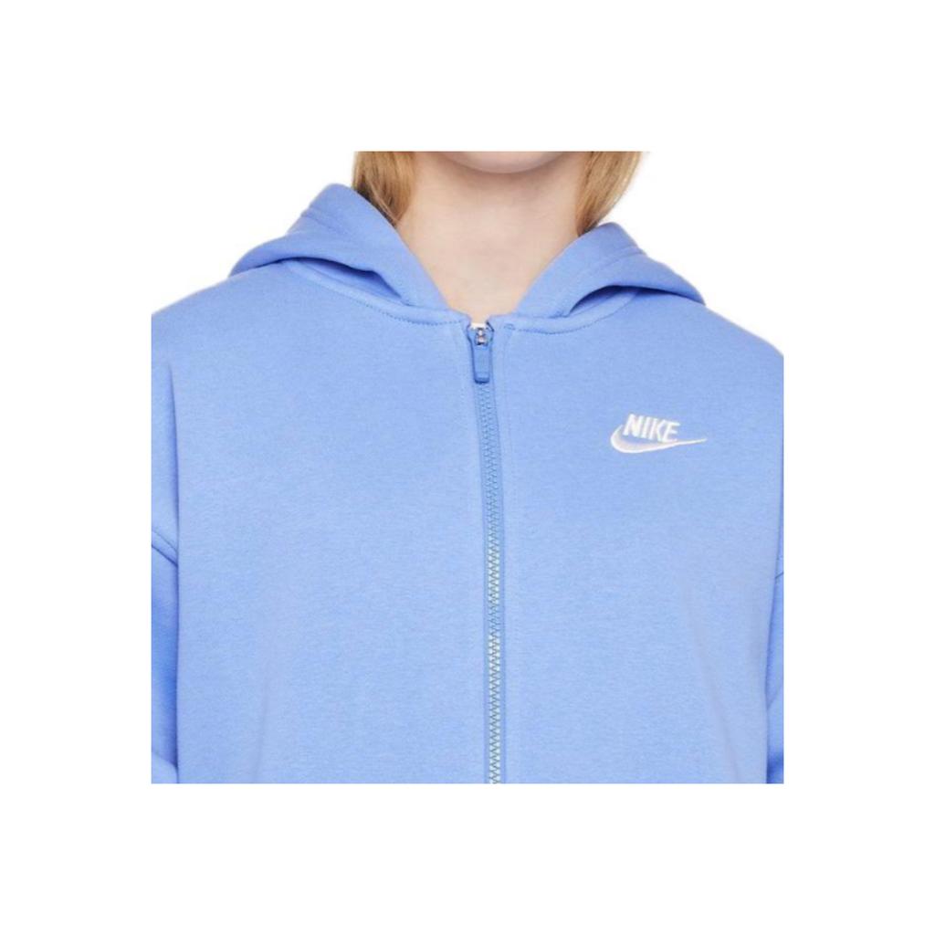 Nike Solid Color Hooded Fleece-Lined Loose Casual Jacket Kids Jackets Polar-Blue FD2931-450