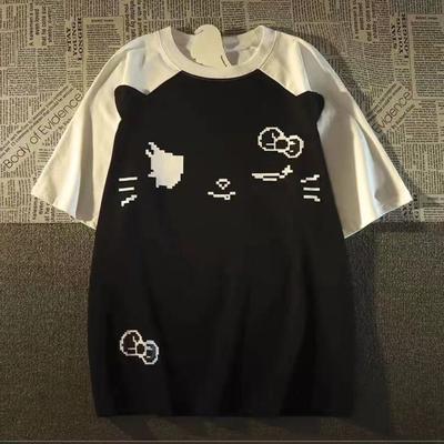 Y2k Estetické Kontrastní Tričko Harajuku Vintage Lebka Topy Ženy Kawaii Potisk Ležérní Volné Fairy Grunge Streetwear Topy