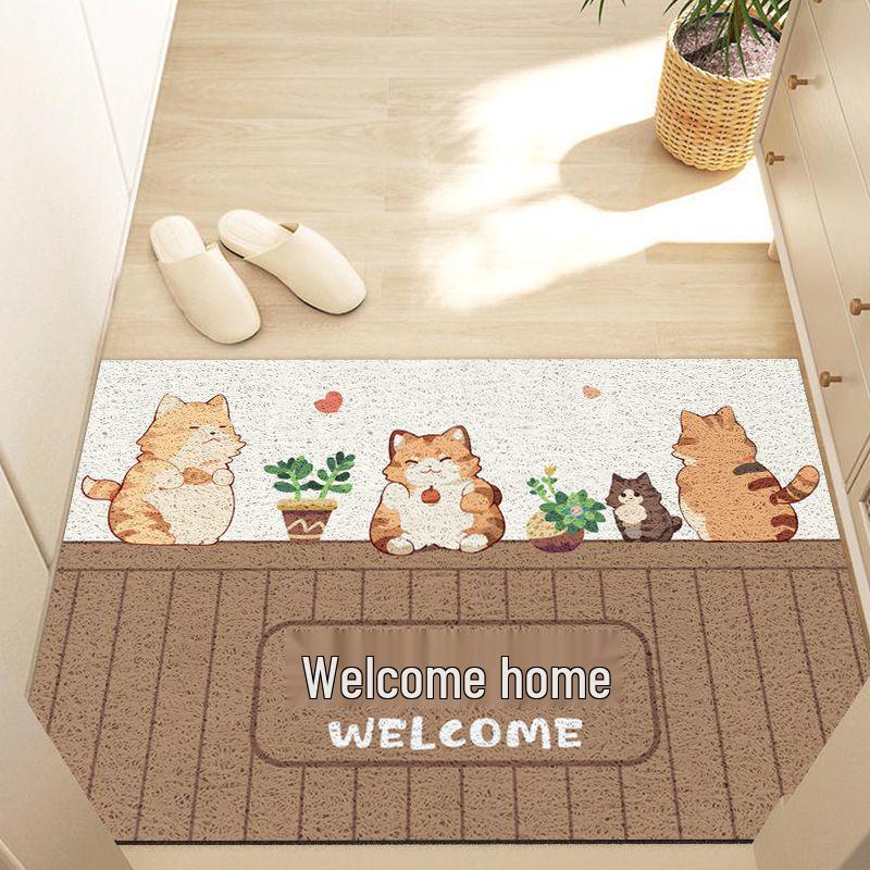 Kreskówkowy antypoślizgowy jedwabny wycieraczka powitalna: Cięta, Duża Mata do Usuwania Kurzu przy Wejściu