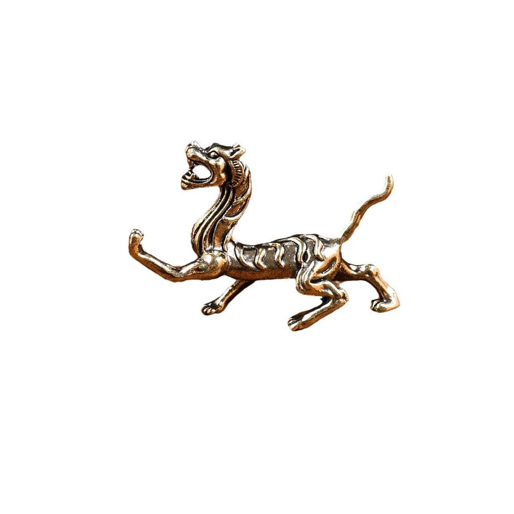 Chinese Mythical Beasts Brass Ornament: Azure Dragon, White Tiger, Vermilion Bird, Black Tortoise - Ideal for Study or Living Room Décor