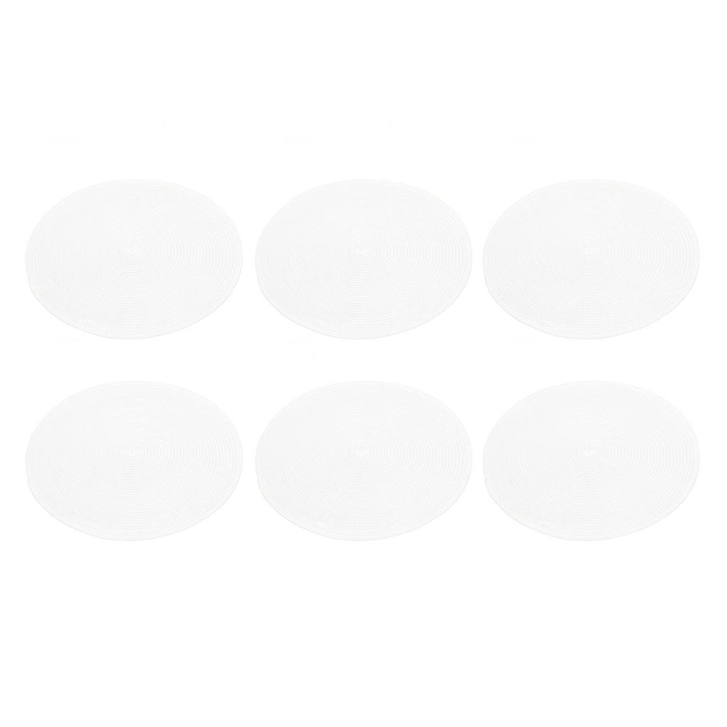 6 stk Rund brikkevev Vevd Hvit Bordmatte Varmeisolering Lett å rengjøre Allsidig spisetilbehør