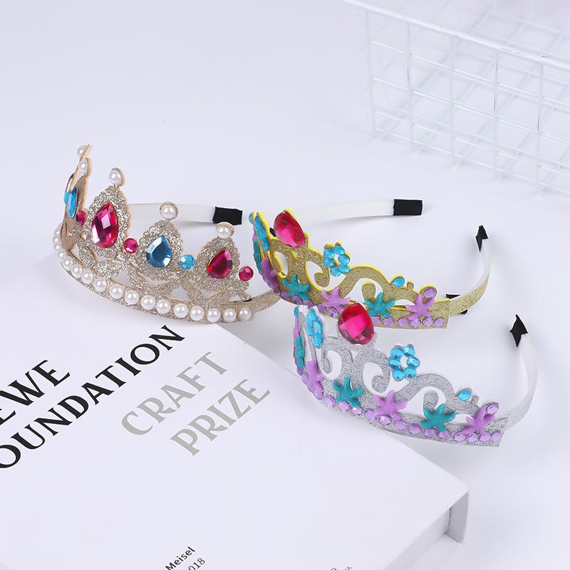 Mermaid Princess Rhinestone Crown Headband for Kids' Cosplay
