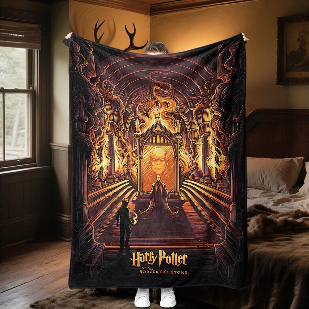 1pc Harry Potter,Sorcerer's Stone,Voldemort Outdoor Flannel Throw Blanket All Season Soft Warmth,Home Decor 1031205