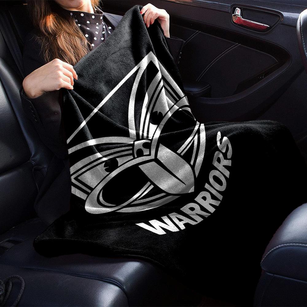 Warriors Team Black White Logo Print Flannel Throw Blanket Soft Plush Blanket for Sofa Couch Bedroom Sport Fan Home Decor