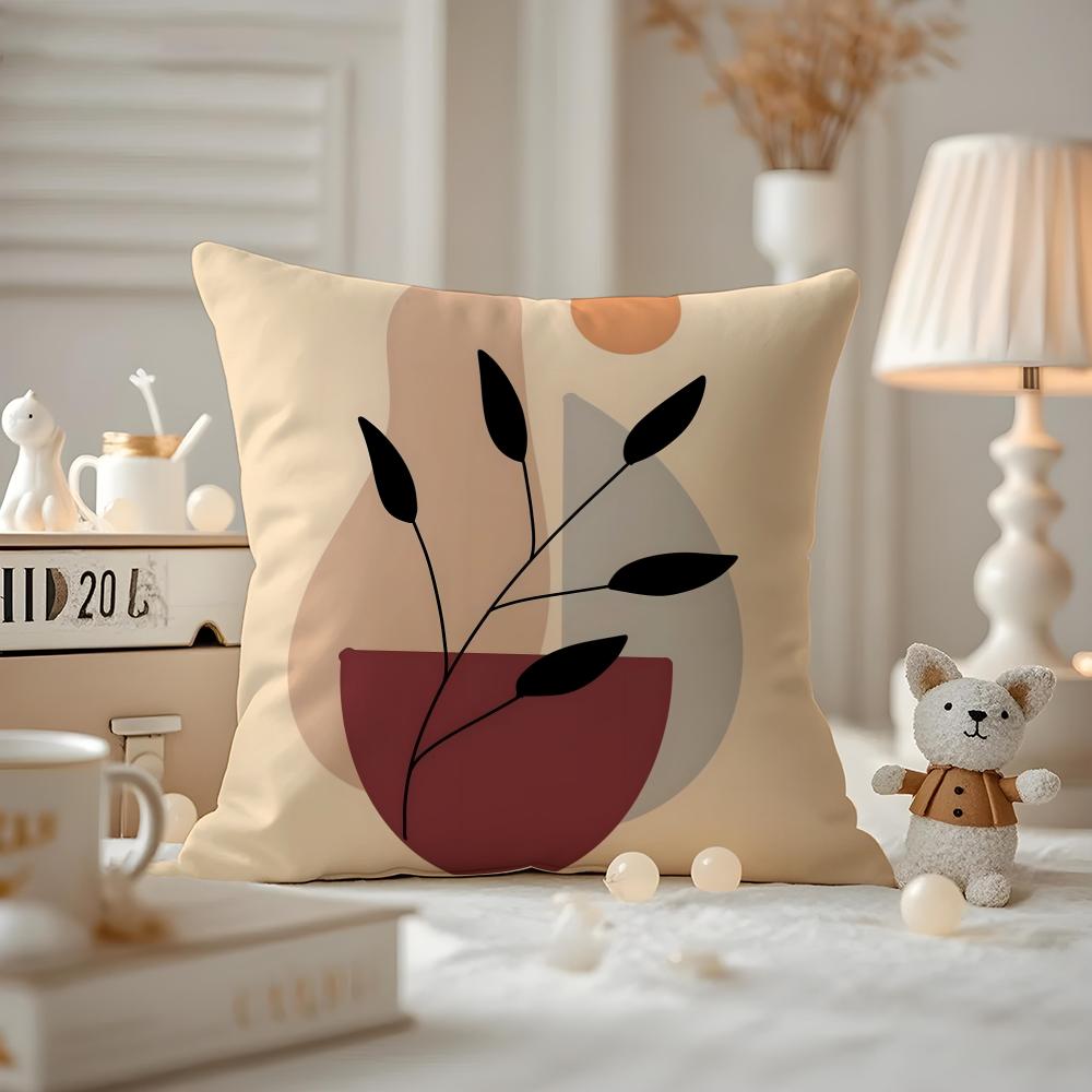 Trend Rustic Geometric Floral Cushion Cover Anti-dustmite Pillowcase Invisible Zipper Silky Short Plush Sofa Cushion Cover