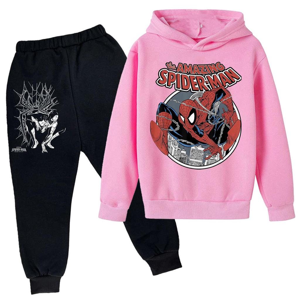 Kids Trendy Printed Pullover Hoodie and Sweatpants Set - Loose Fit Long Sleeve Casual 2 Piece Outfit