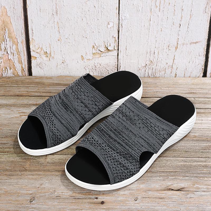 

Foreign trade large-size slippers 2025 summer new open-toed fly-woven platform sandals women s European, American women s beach shoes 36 чёрный