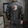 Leather Jacket Men's Autumn New European and American Punk Casual Trend Embroidered Leather Jacket Youth Motorcycle Jacket Men's Jacket Trend