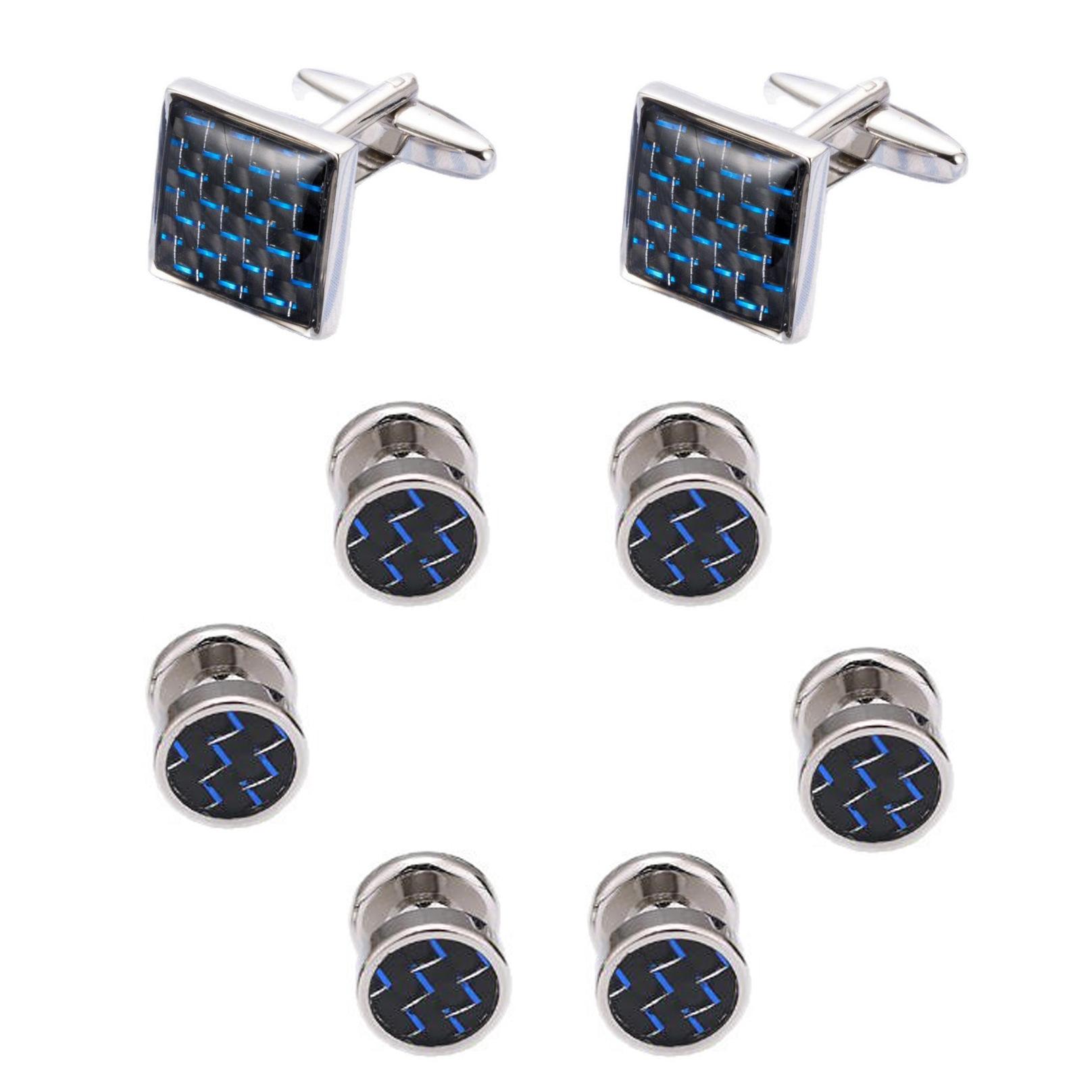 Восьмипарные французские манжетные запонки, Зажимы для рукавов, Премиальные синие волокнистые аксессуары, Манжетные запонки 520 routine