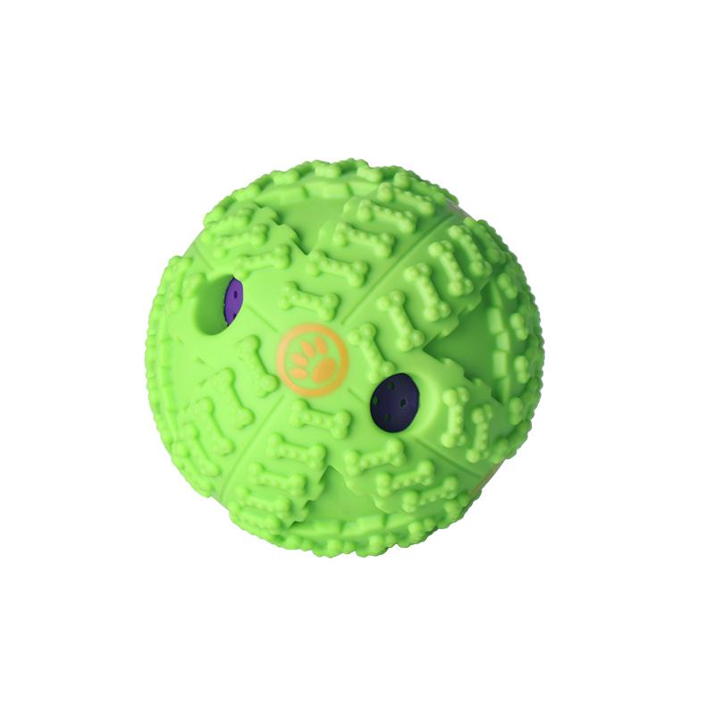 2024 Custom Vinyl Dog Treat Ball Food Dispensing Toy Protruding Grinding Teeth Chew Toys Interactive Slow Feeder
