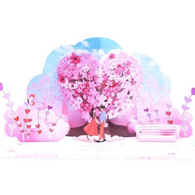 Greeting Card with Envelope 3D Sakuras Flower Couple Card Handmade Birthday Card