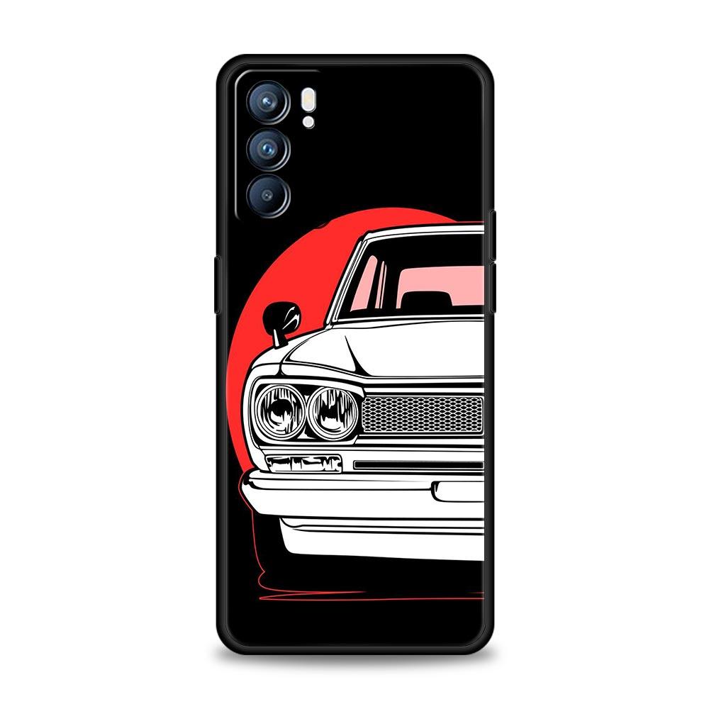 

JDM Tokyo Drift спортивный автомобильный чехол для телефона с лампой для Oppo A54 A53 A52 A9 2020 A15 A95 A16 A76 A74 A12 Find X5 Reno6 Pro Plus 5G Oppo A54