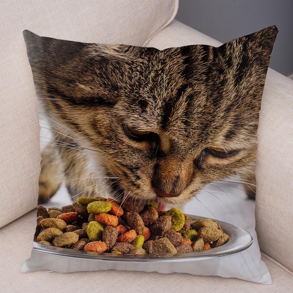 Cute Cat Dog Photo Cushion Cover Realistic Animal Portrait Print Soft Blend Sofa Living Room Bedroom Home Decor Throw PillowCase
