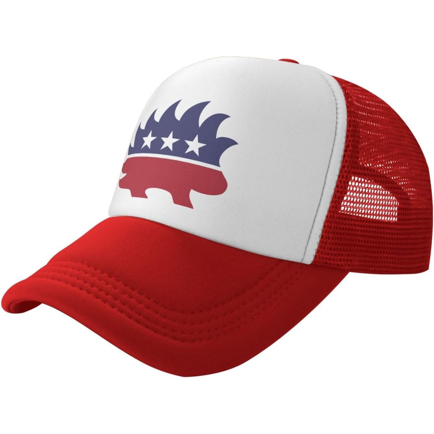 Libertarian Porcupine Trucker Hat Polyester Mesh Snapback Cap for Unisex Adults Casual Outdoor XS(old)