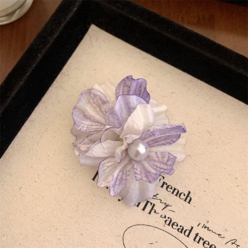 Korean Style Flower Hair Clip Pearl Girl Hair Clip Sweet Silk Flower Hairpin  Seaside