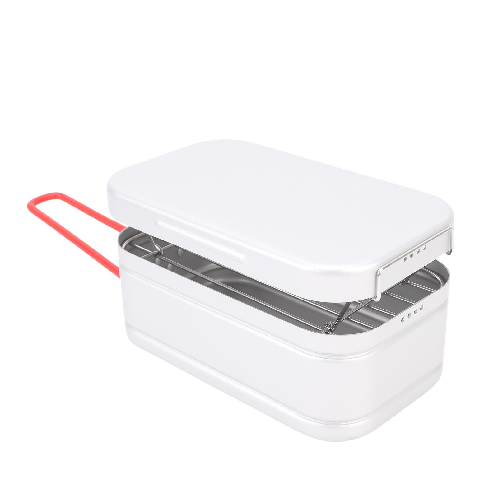 Camping Lunch Box, Aluminum Alloy Mess Tin Steam Boil with Lid Handle, Portable Meal Box Lunch Container Cooking Food   for Outdoor Picnic Hik