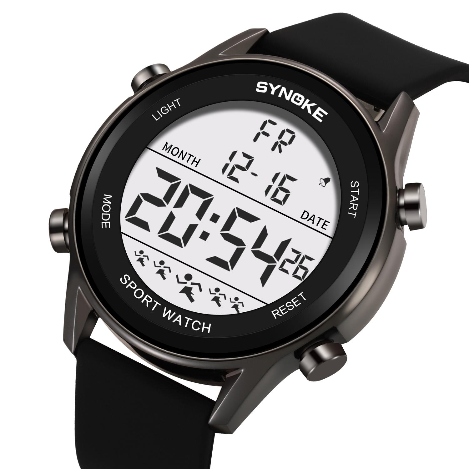 

Digital Watches For Men Waterproof 9825A Silicone Strap Large Screen Watch Upgrade Big Watches Man Relogios Masculino чорний