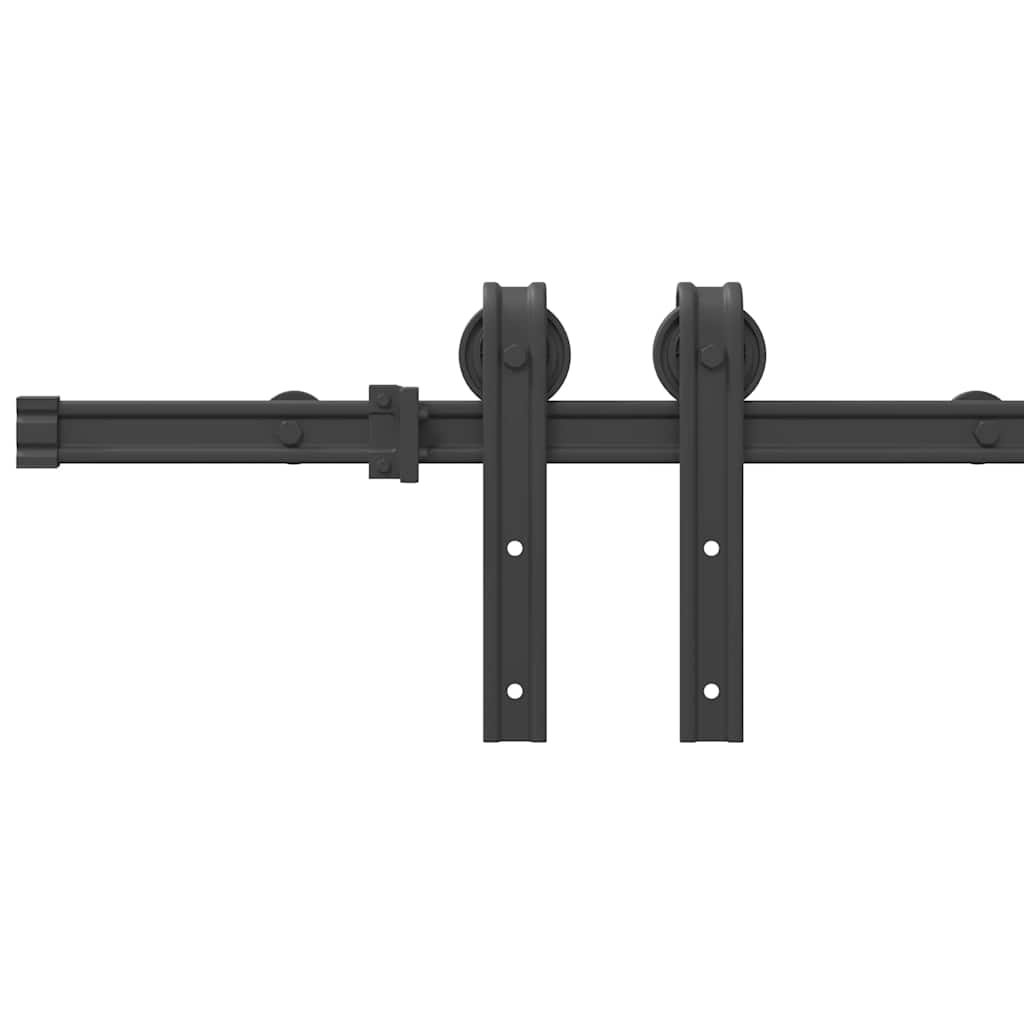 Sliding Door Hardware Set 200 cm Steel Black