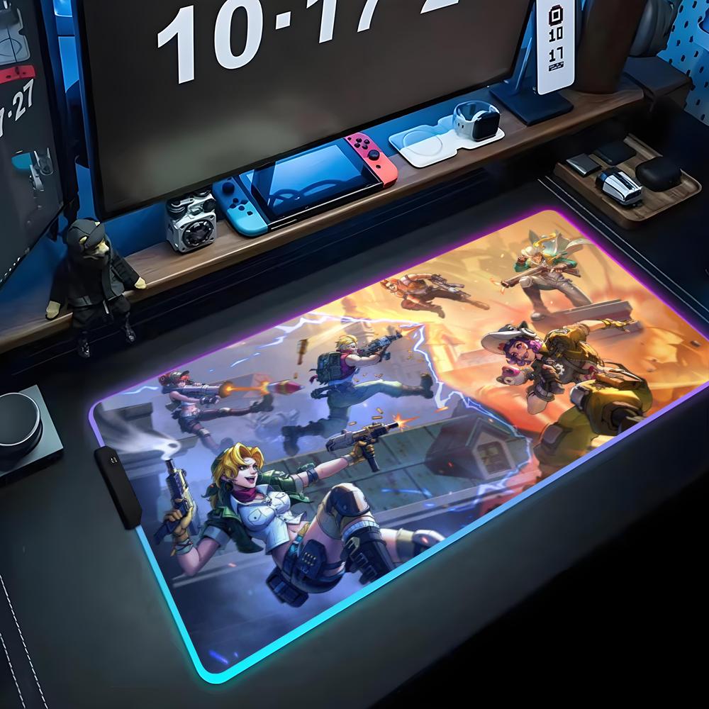 Metal Slug Mouse Pad RGB Gaming Mousepad Big LED Pad PC Desk Mat Luminous Mouse Pad Large Keyboard Mats Table Rug With Backlit