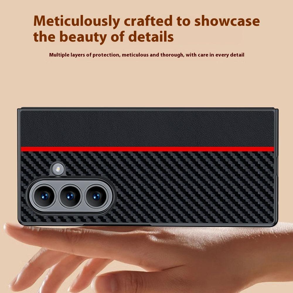For Samsung Galaxy Z Fold7 5G Case Carbon Fiber Texture Leather + PC Anti-Drop Folding Phone Cover