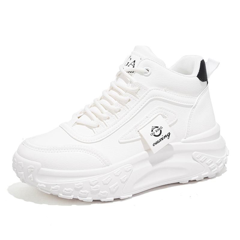 Wysokie Buty Sportowe Damskie na Grubym Spodzie Zwiększające Wzrost na Wiosnę/Jesień