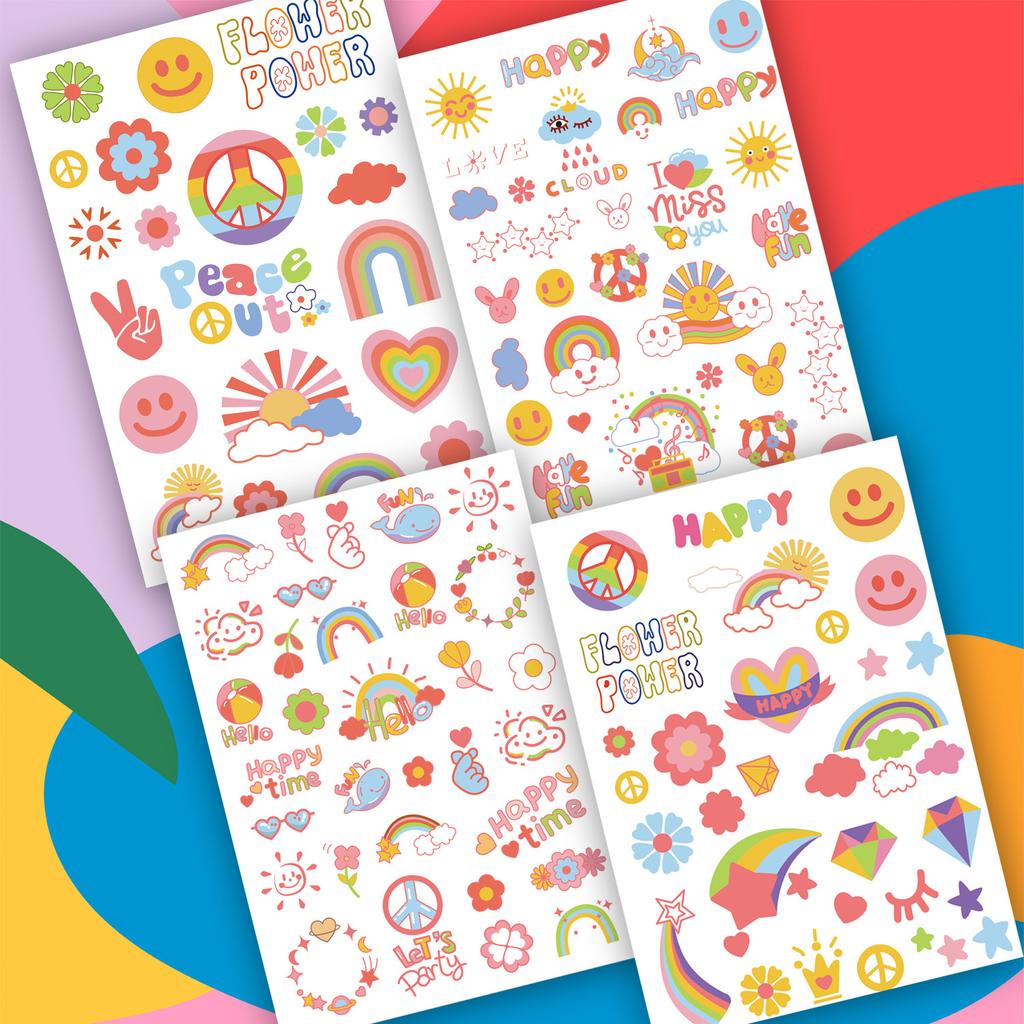 Children's Cartoon Rainbow Tattoo Girl Boy Tattoo Cute Flower Unicorn Birthday Party Sticker