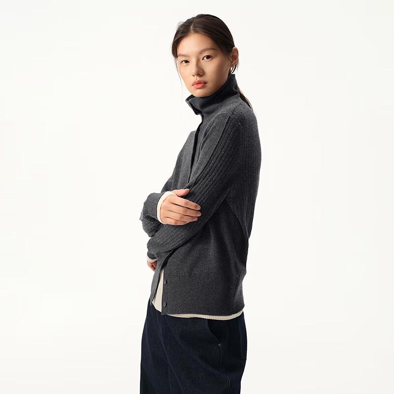 Broadcast Women's Cashmere Wool Stand Collar Cardigan