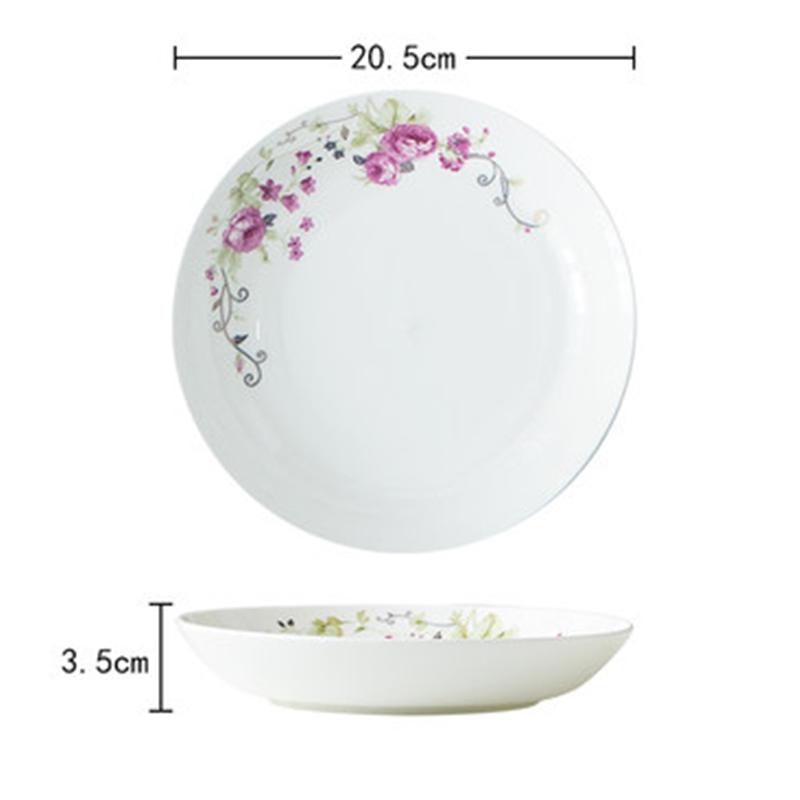 

Набор тарелок из костяного фарфора, круглая тарелка с изображением розы, белая фарфоровая тарелка, десертное блюдо, плоская тарелка, легко моющаяся, тарелки для закусок в западном стиле 1 piece