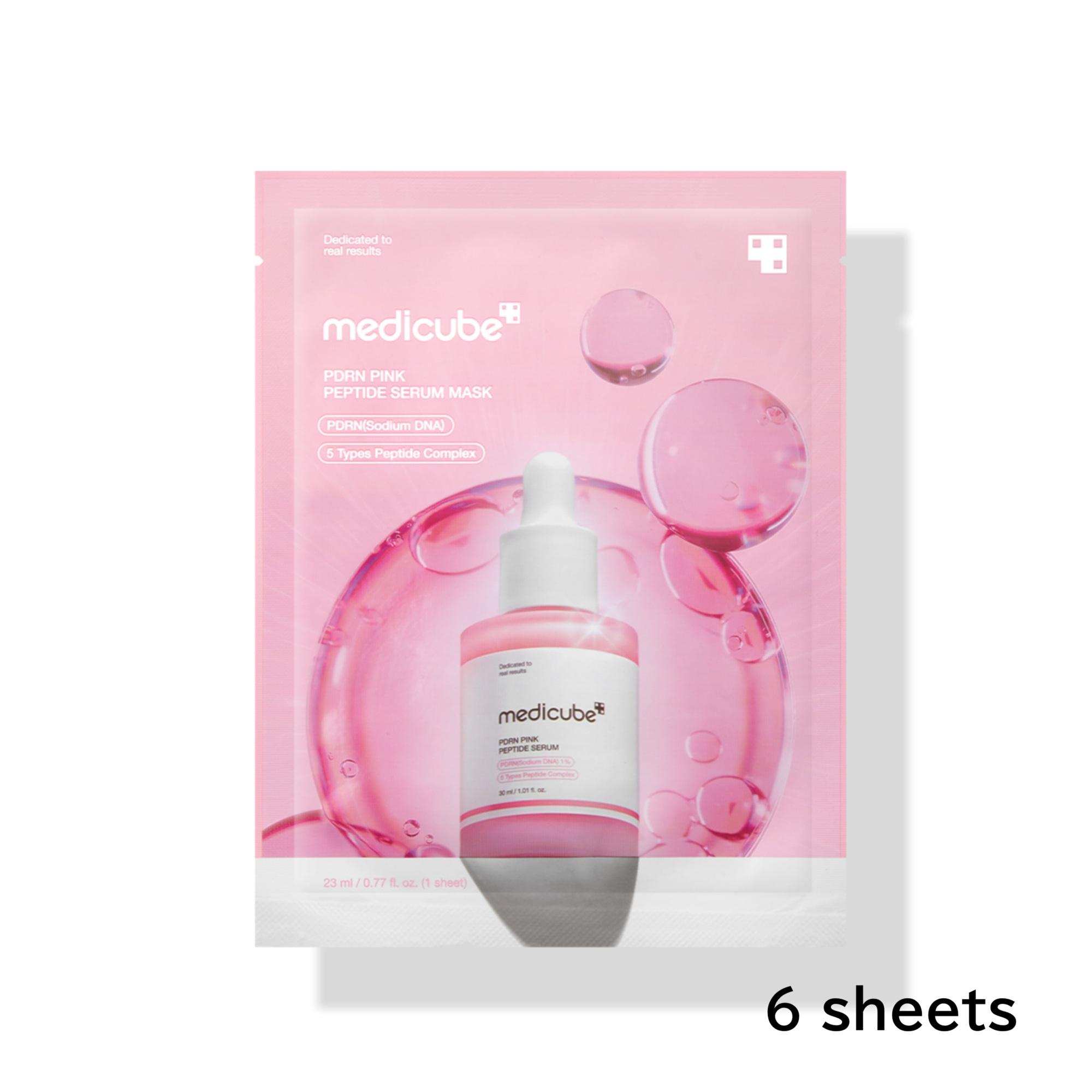 MEDICUBE PDRN Pink Peptide Ampoule Mask 6 Sheets Salmon DNA Dual Pink Toning Brightening Sheet Mask