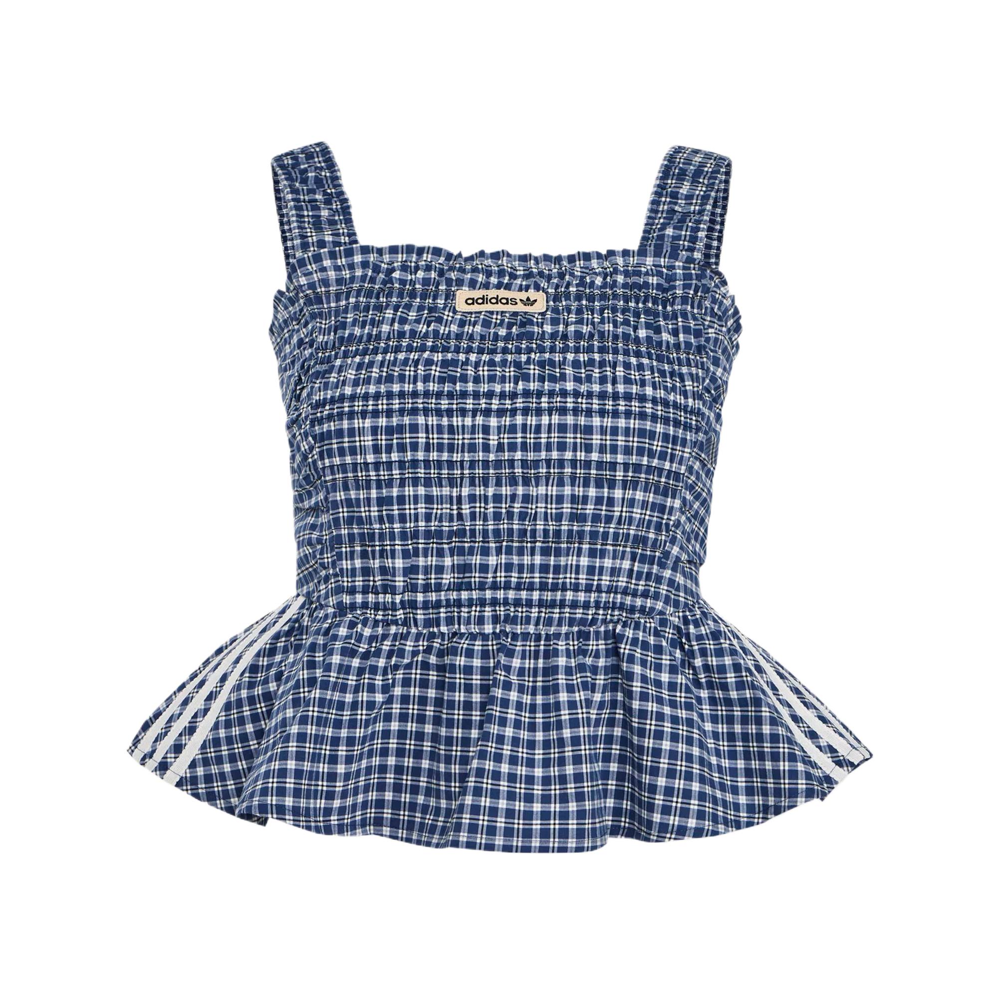 Adidas Originals Хлопковый клетчатый спортивный топ-майка с оборками, женский, узкий крой, KX7035 M