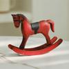 Wooden Craft Wooden Rocking Horse Wooden Horse Animal Figurines Desk Decor  Desktop Bar
