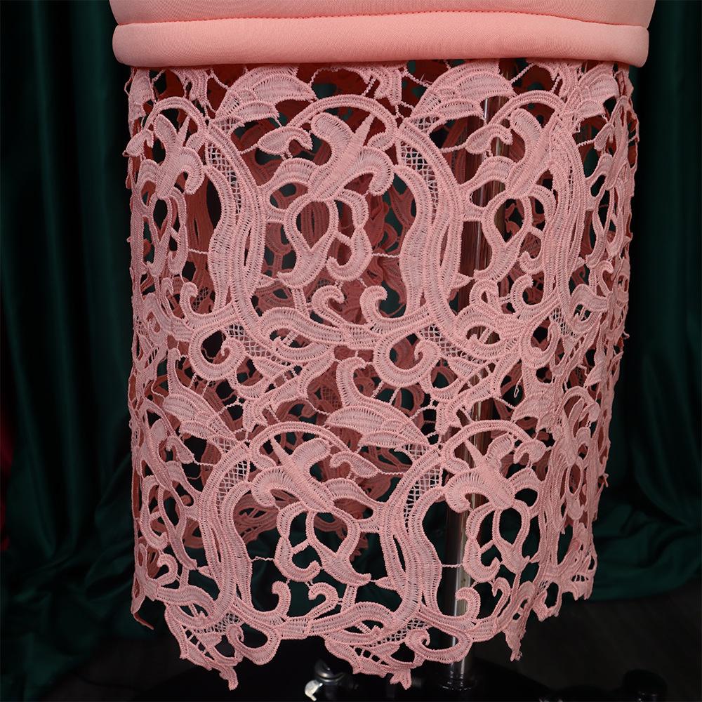 Women's One-Shoulder Lace Banquet Dress with Lantern Sleeves