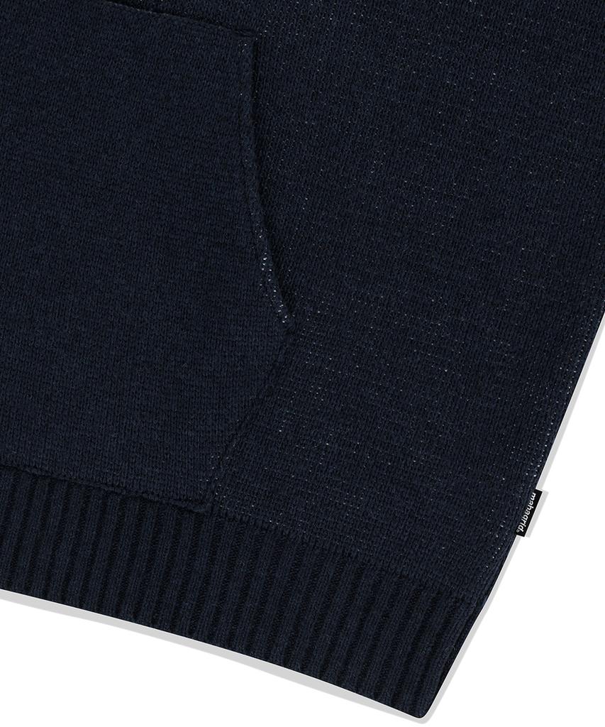 MAHAGRID Script Logo Knit Hoodie Navy(Mg2Efmk640A)