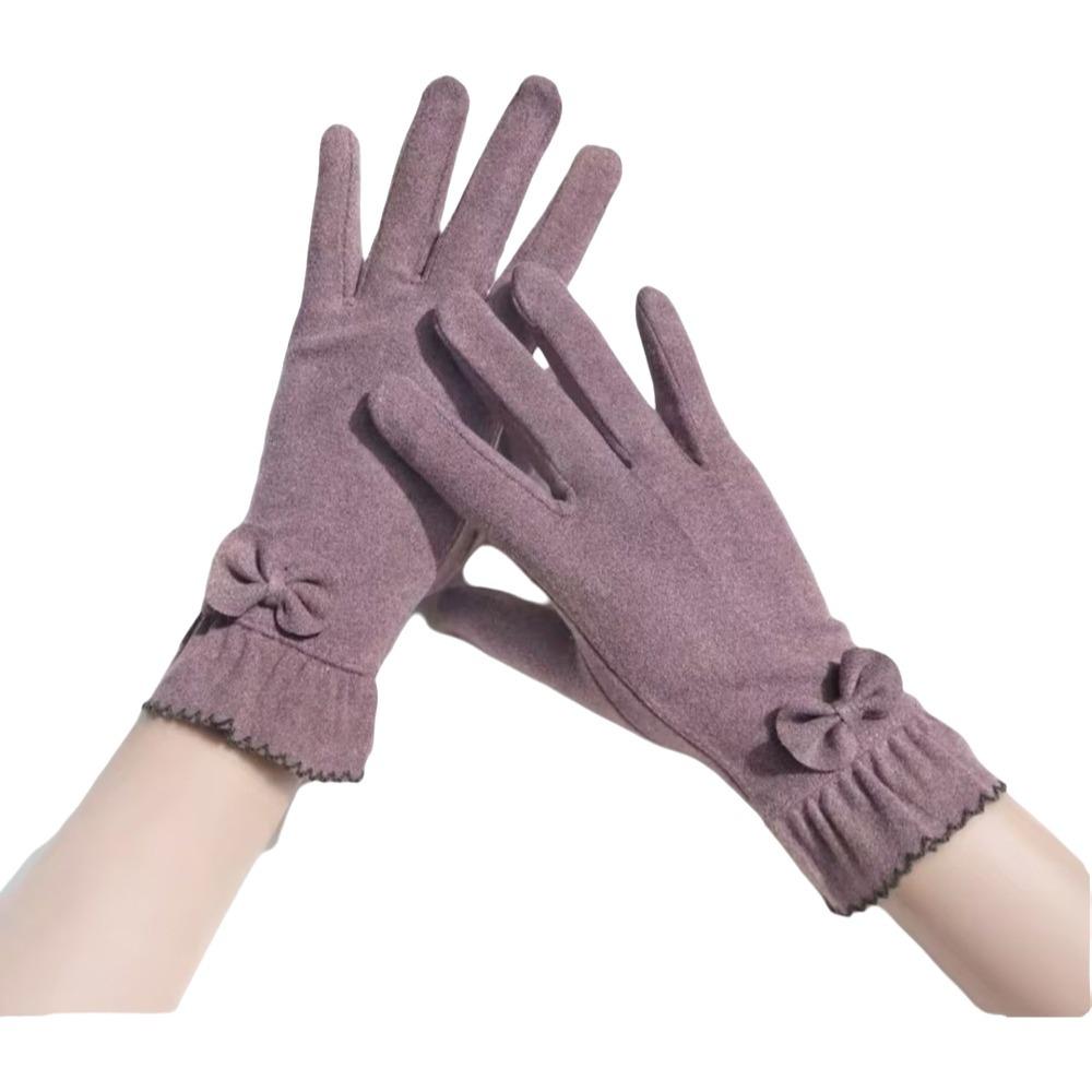 Full Finger Suede Velvet Gloves Solid Color Winter Mittens Gloves Outdooor