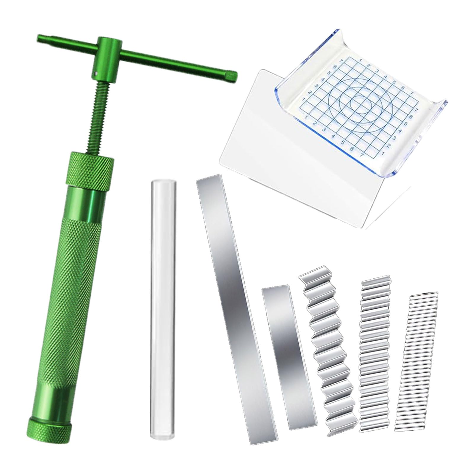 

nijimomo Clay Cutter Tool Set with Clay and Polymer Clay Extruder, Slab, Roller, Slicer, (9-Piece Set)