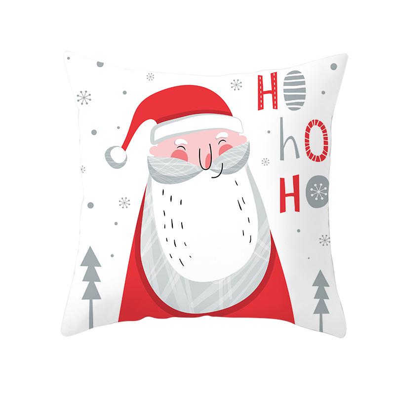 Christmas Peach Skin Pillow Cover Nordic Sofa Cushion Cover Cartoon Print Pillow Cover