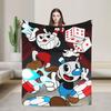 Cupheads Blankets Fleece Video Game Super Soft Throw Blankets for Airplane Travel Bed Rug