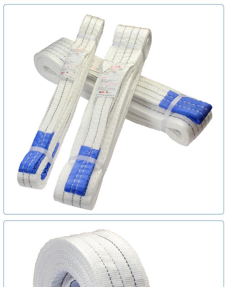 White Flat Lifting Sling - 2, 3, 5 Ton Capacities - Industrial Crane Fabric Hoist Rope
