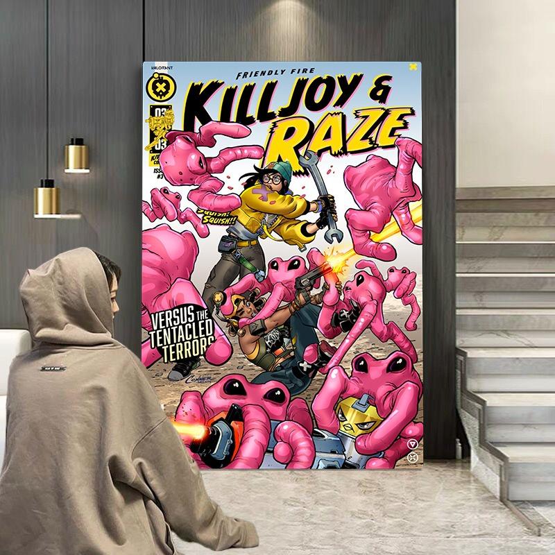 Hot Online Game Valorant Comic Poster Reyna Jett Gaming Canvas Painting Wall Art Mural Kawaii Gamer Room Decor Aesthetic Gift