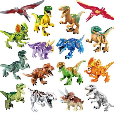 Small Particle Dinosaur Building Blocks Colorful Tyrannosaurus Rex Triceratops Pterosaur Double Crown Dragon Velociraptor Building Blocks